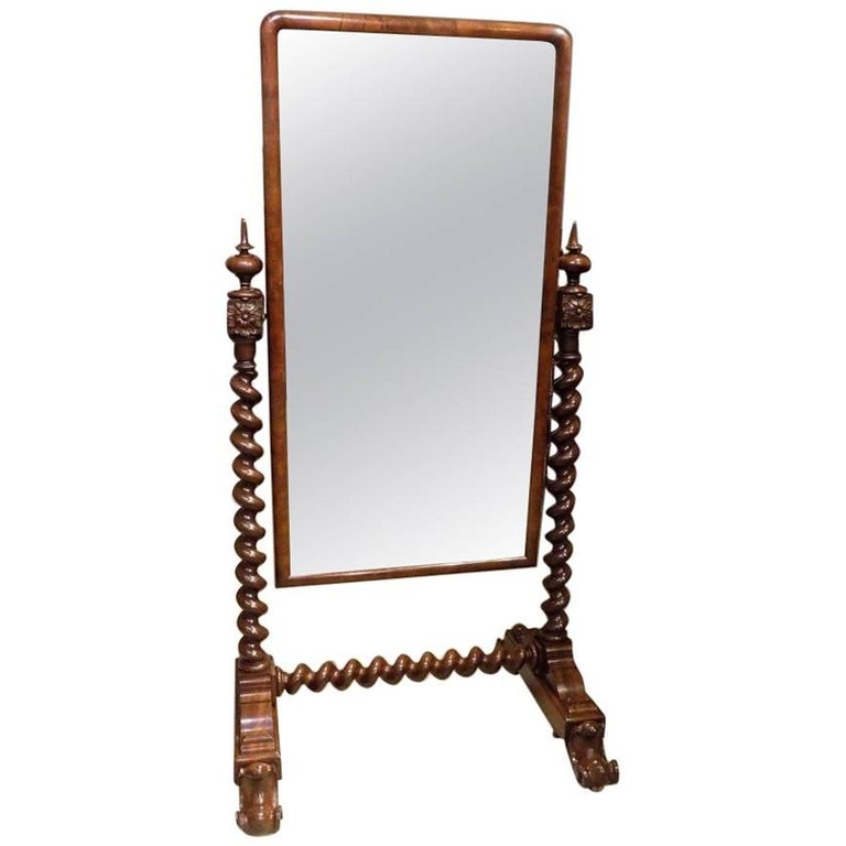 Fantastic Antique Mahogany American Philadelphia Empire Cheval Mirror