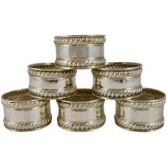 Gorham Estate Sterling Silver Gadroon Edged Napkin Rings, Set of Six