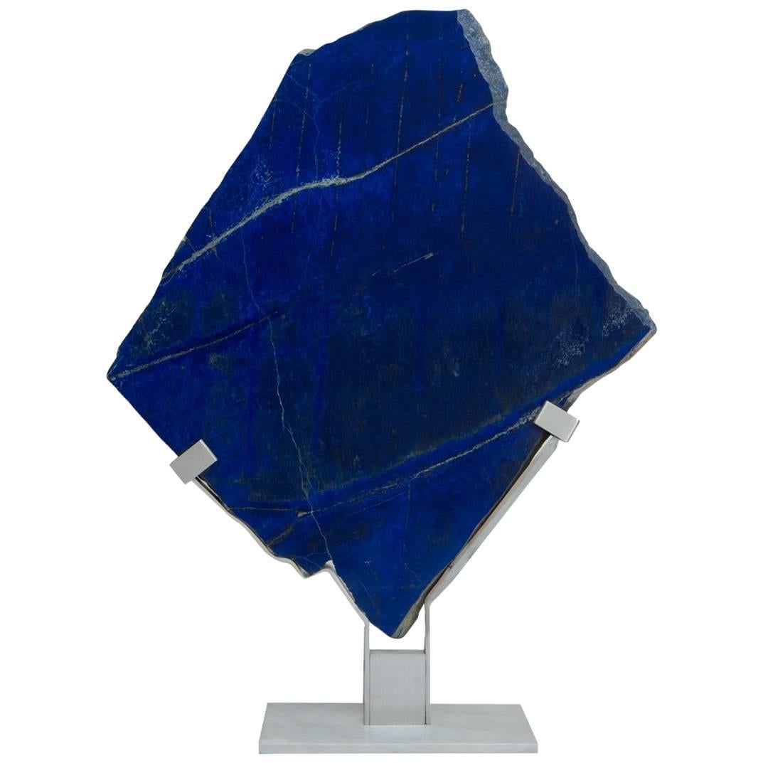 Lapis Lazuli Natural Shape Sculpture in Metallic Base