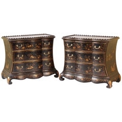 Pair of Dutch Style Chinoiserie Decorated Commodes