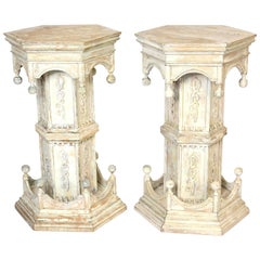 Pair of Gothic Revival Painted Pedestals
