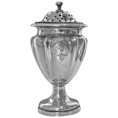 Antique Silver Pounce Pot, London circa 1830, Benjamin Stephens