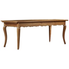 French, Louis XV Style Fruitwood Farm Table on Cabriole Legs, 19th Century