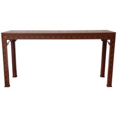 Fine Carved Mahogany Chinese Chippendale Hall Table by Kindel