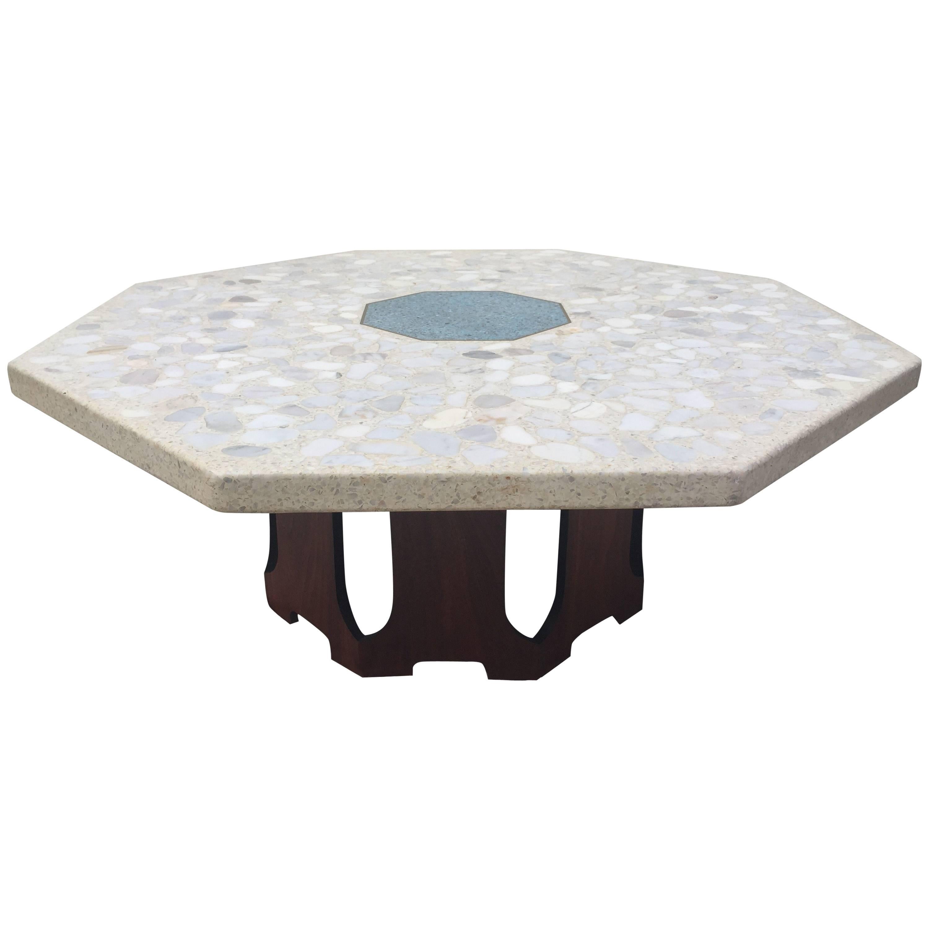 Harvey Probber Terrazzo Inlaid Turquoise Centre Coffee Table or Cocktail Table