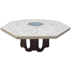 Retro Harvey Probber Terrazzo Inlaid Turquoise Centre Coffee Table or Cocktail Table