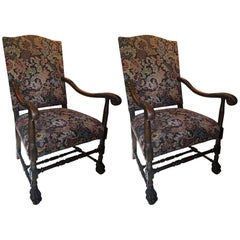 Pair of Carved Flemish Armchairs, 19th Century