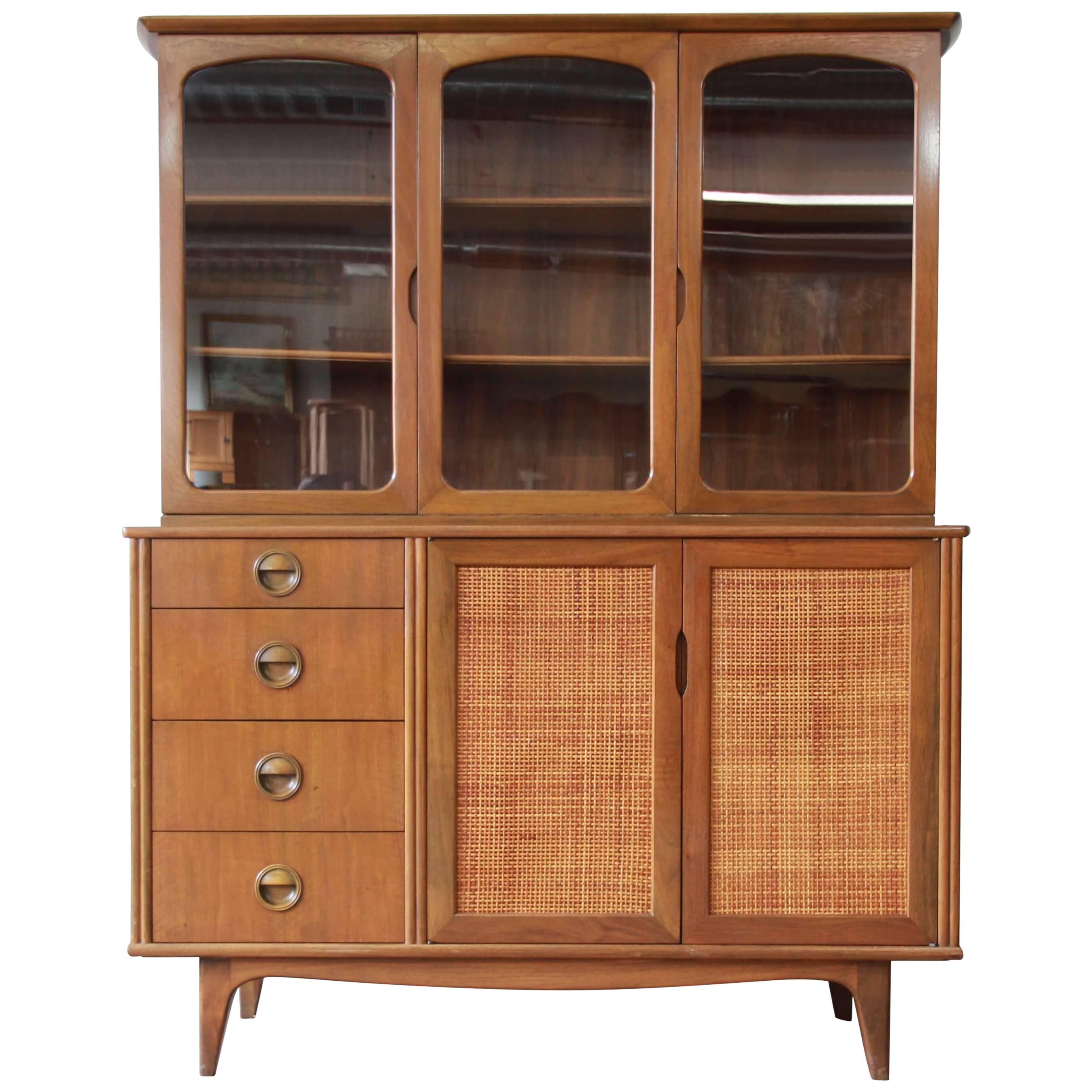 Mid-Century Modern Woven Front Dining Cabinet by Landstrom