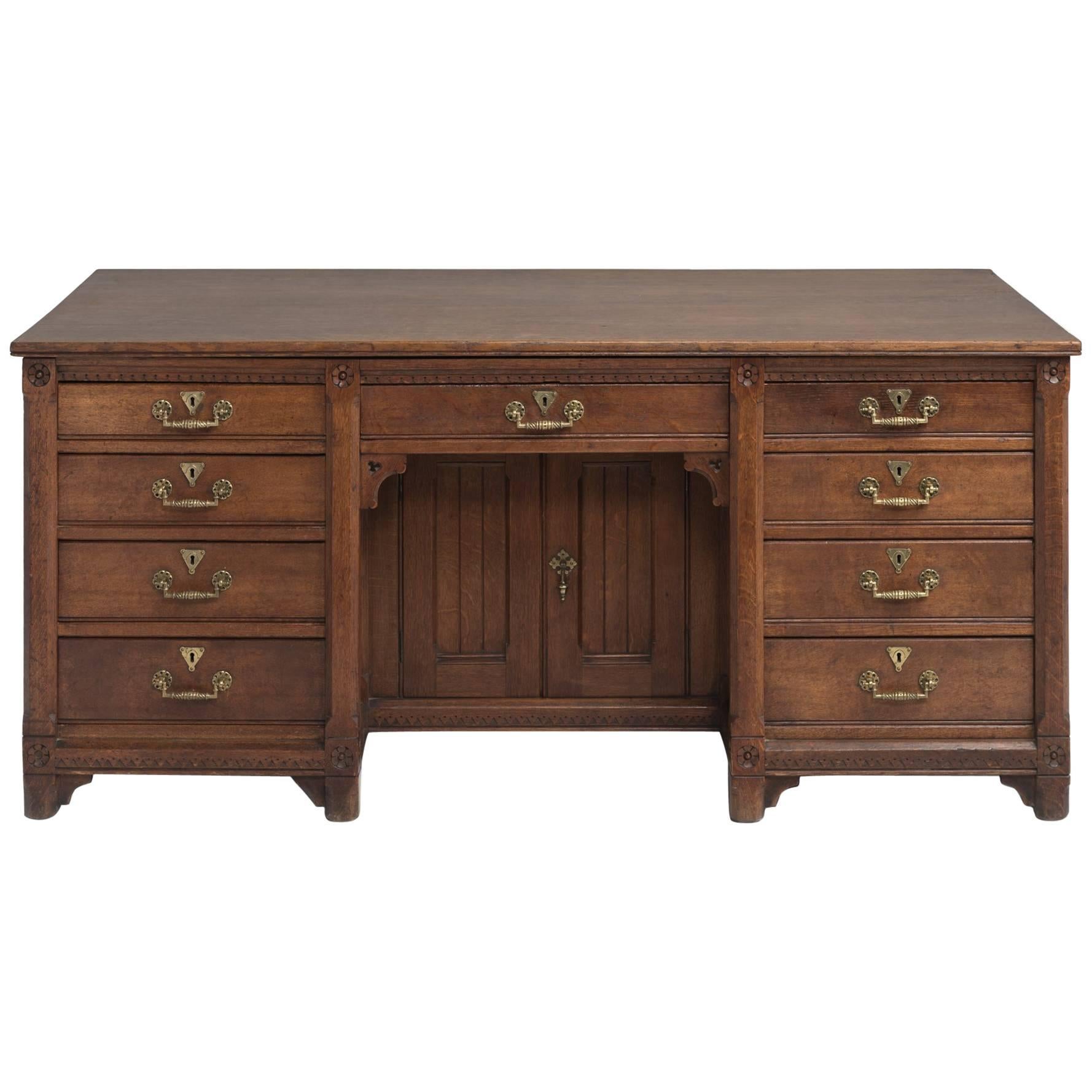 Handsome Oak Writing Desk, England, circa 1870