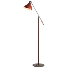 Stilux Red Metal and Chrome Floor Lamp