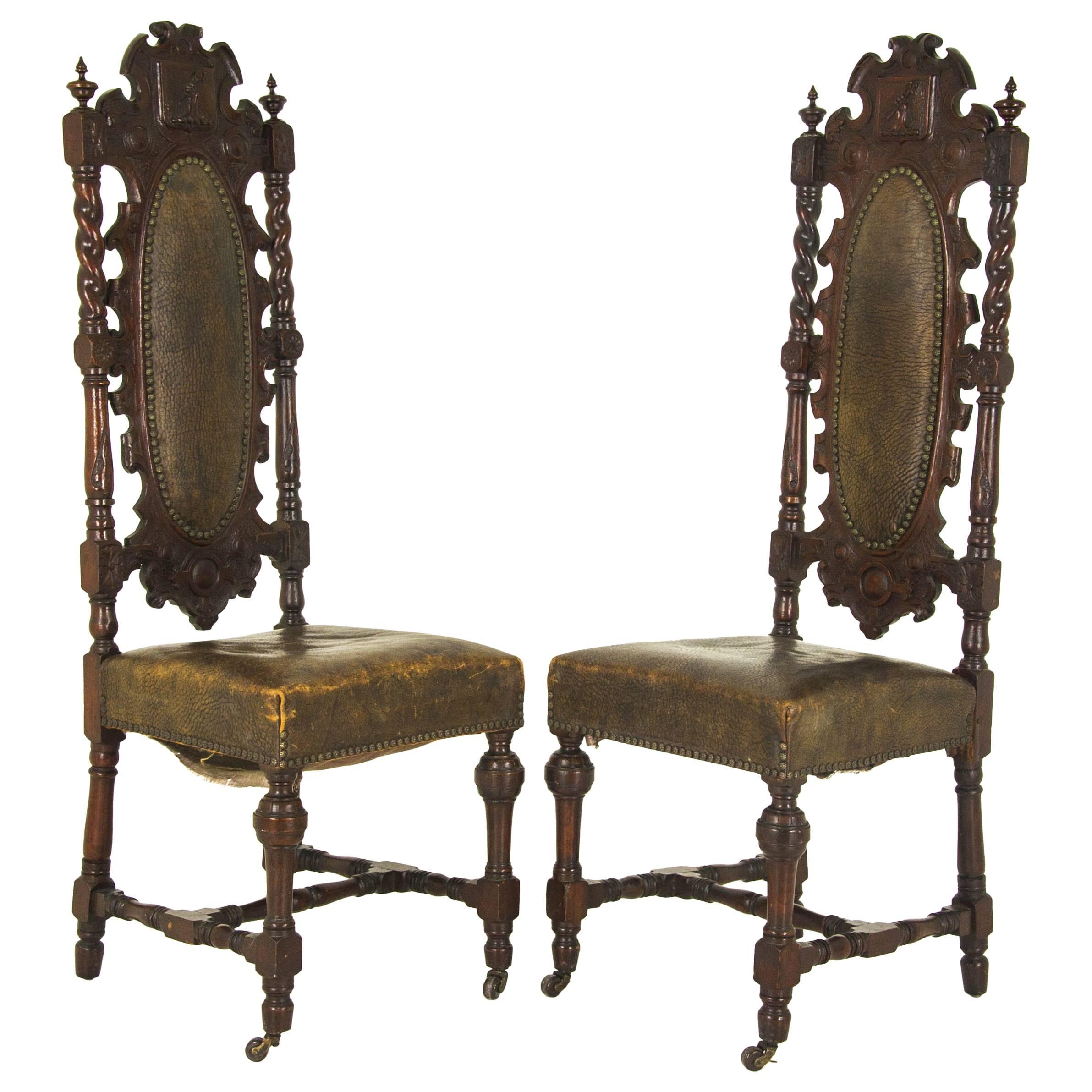 Antique Hall Chairs Renaissance Revival, Scotland, 1880