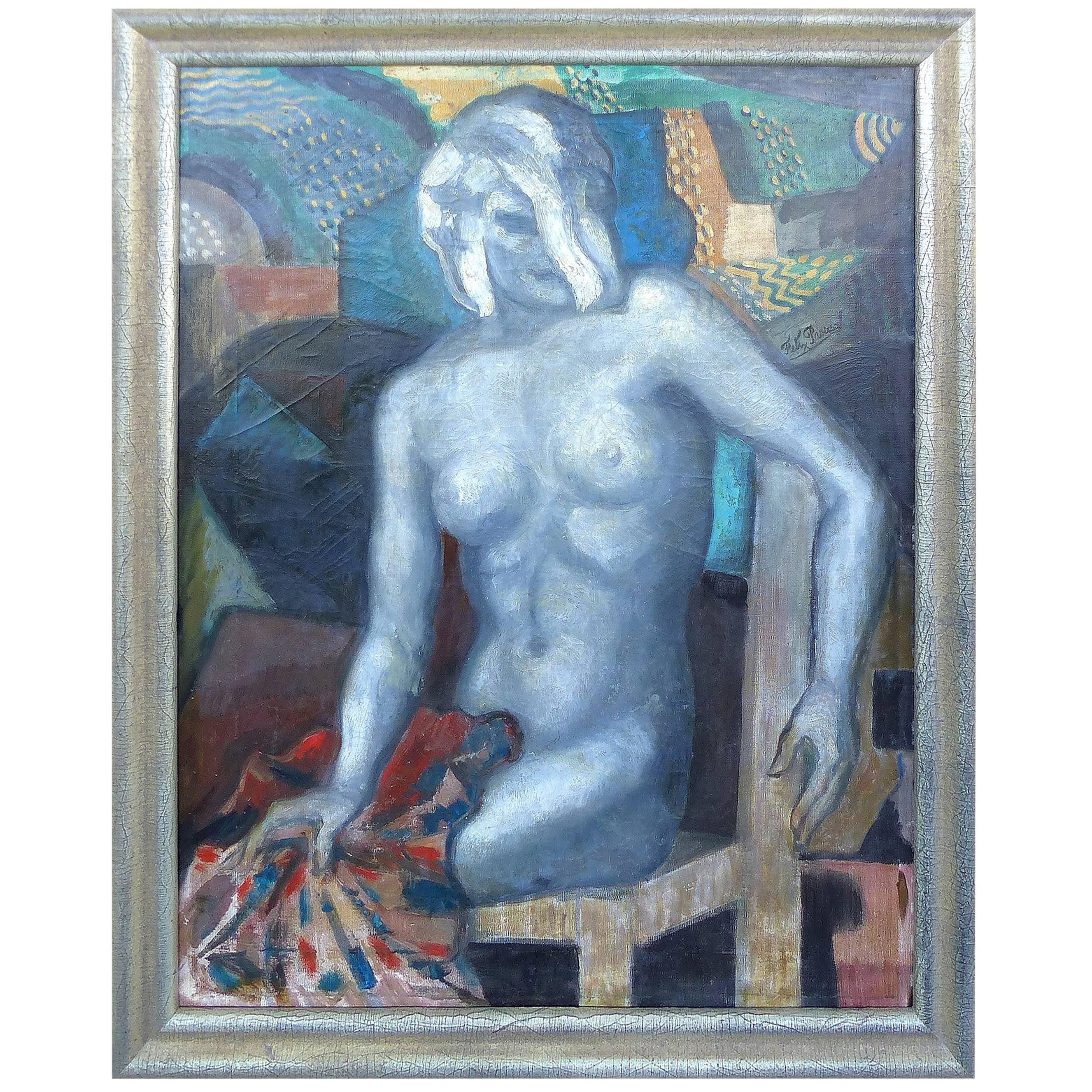 Felix Pascual Original Oil Painting on Canvas "Woman in Studio", Spain, 1930s For Sale