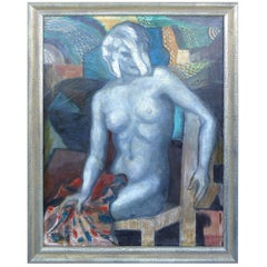 Felix Pascual Original Oil Painting on Canvas "Woman in Studio", Spain, 1930s