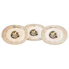 1940'S American Limoges Ceramic and 22-Karat Gold Set Of Three Serving Platters