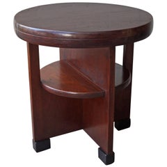 Stunning Little 1920s Teak Wood Art Deco Table Great Design and Mahogany Patina