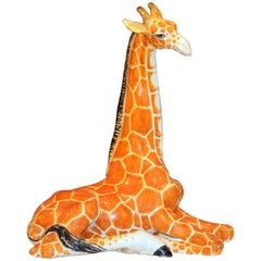 Huge Vintage Bellini Italian Pottery Giraffe Figure, April Raymor Ceramic Animal