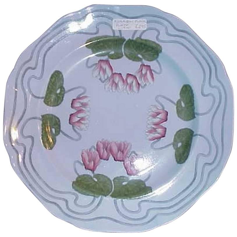 Art Nouveau Plate with Stylised Floral Hand-Painted Decoration by Cauldon For Sale