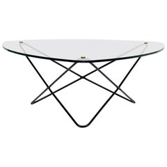 French 1950s Glass and Metal Coffee Table by Florent Lasbleiz for Airborne