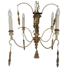 Italian Wooden and Iron Spider Chandelier Made with 18th Century Altar Elements