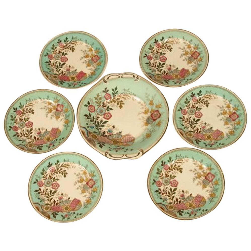 Christopher Dresser Old Hall Hamden Pattern Cake Set with Six Matching Plates For Sale