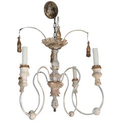 Italian Wooden Altar Elements Spider Chandelier with Iron Arms