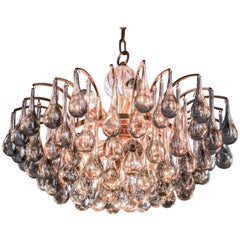 Grand Midcentury Crystal Tear Drop Glass Chandelier by Christoph Palme