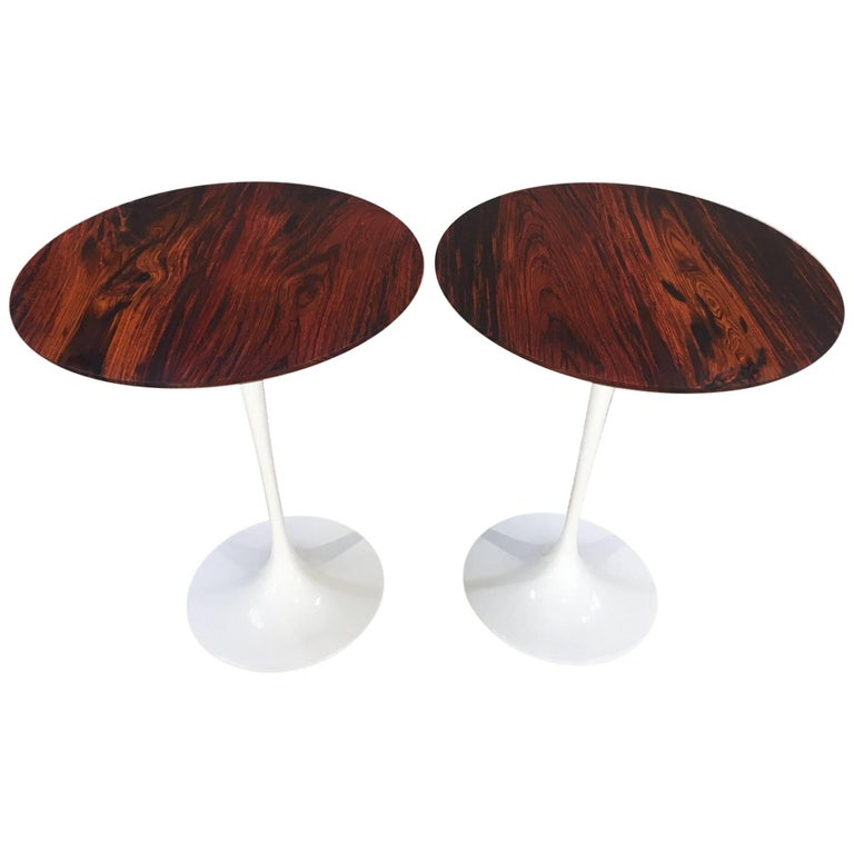 Eero Saarinen for Knoll Early Tulip Side Tables with Rosewood Tops at