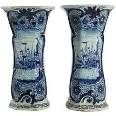 Netherlands Late-18th Century Pair of Delft Vases, circa 1780-1790