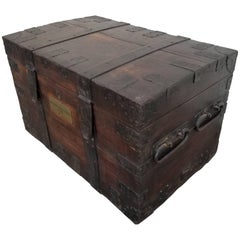 Antique 19th Century Iron Clad Cargo Trunk