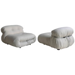 Pair of Afra & Tobia Scarpa 'Soriana' Lounge Chairs in off White