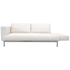 FSM Easy Leather Couch Crème Beige Sleeping Function Three-Seat Sofa