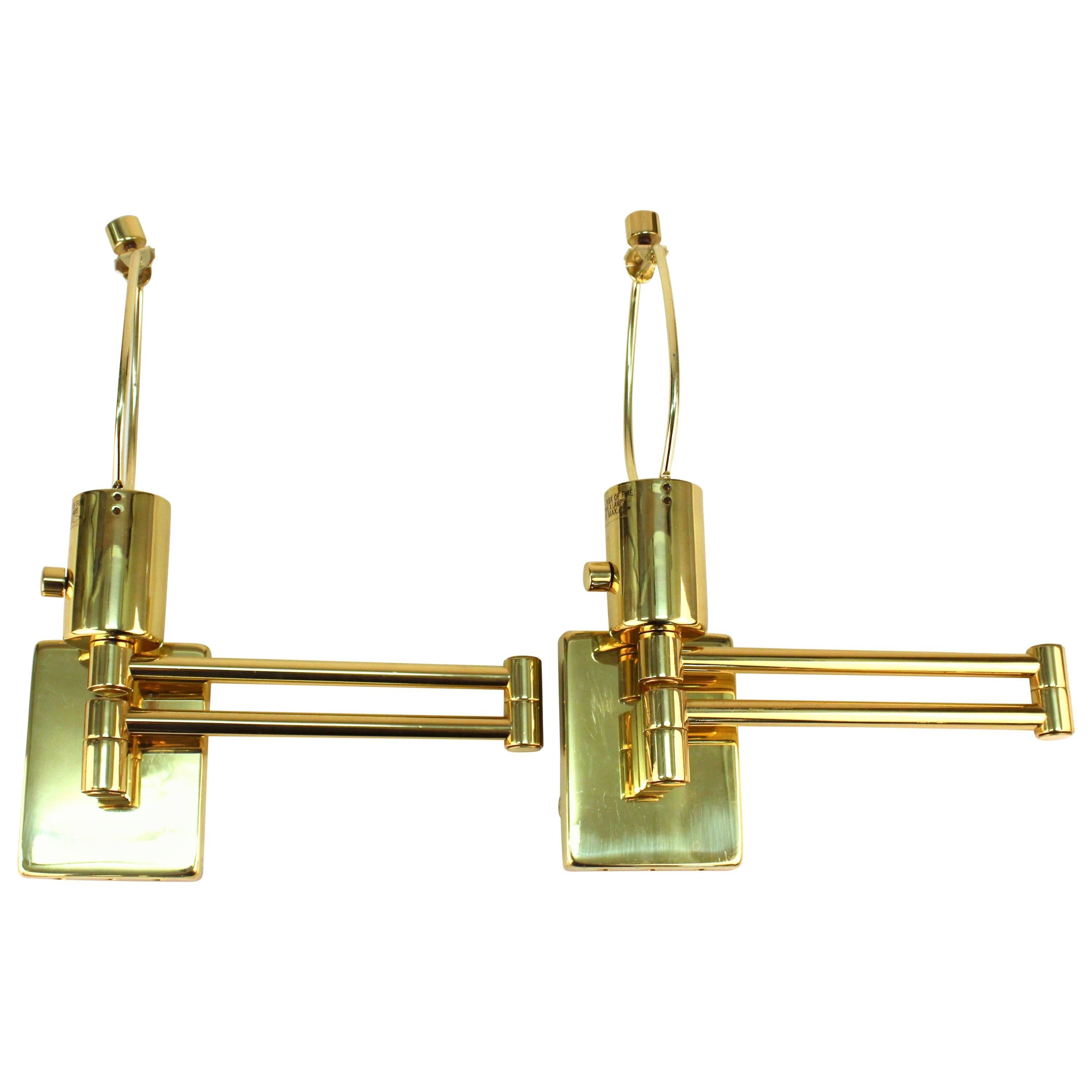 Hinson Swing Arm Wall Sconces by Metalarte in Polished Brass