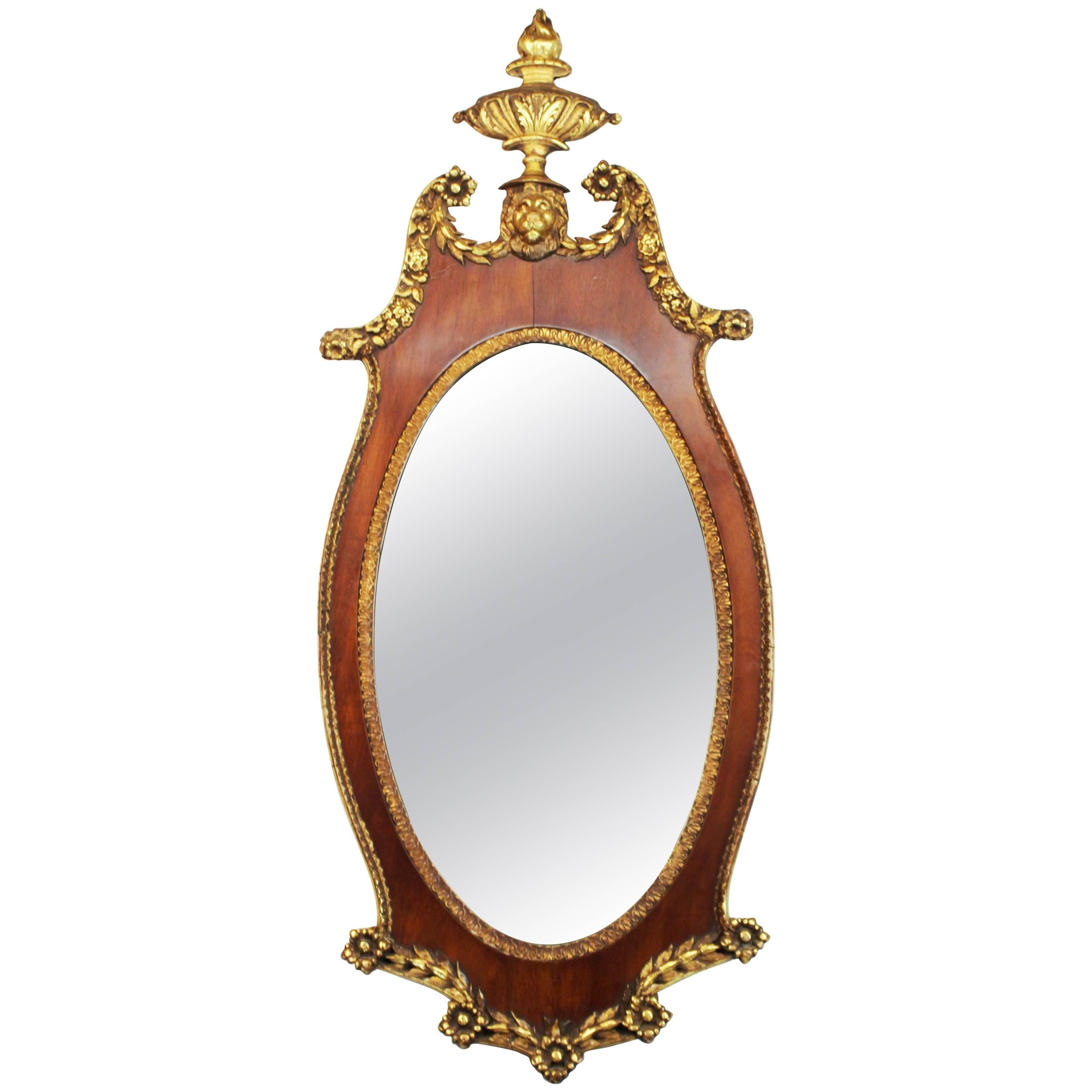 Art Deco Style Mirror With Divided Mirror Panels, Rosettes, And Art Deco Style Mirror With Divided Mirror Panels, Rosettes, And