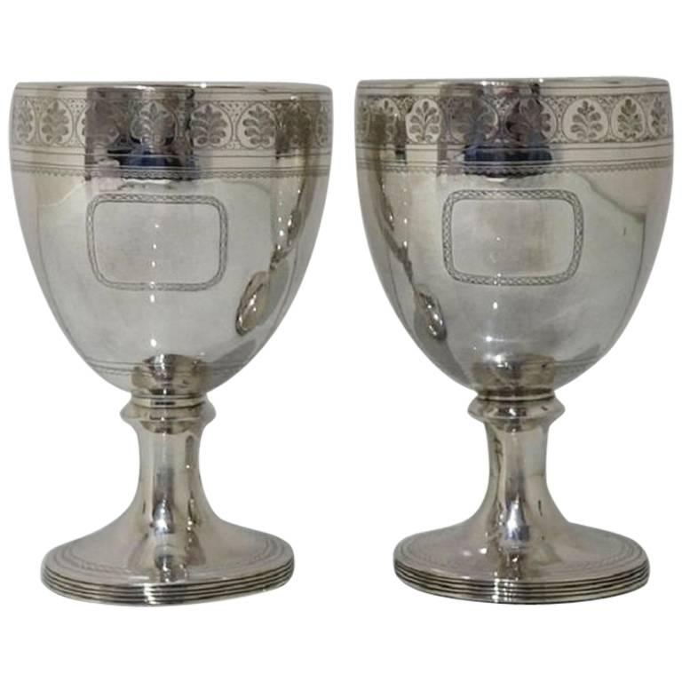 George III Sterling Silver Pair of Wine Goblets London 1809 William Bennett For Sale