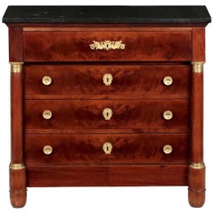 19th Century Empire Style Mahogany Antique Commode Chest of Drawers
