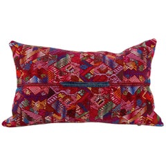 Vintage Guatemalan Huipil Textile Pillow in Red, Pink Violet Blue Yellow