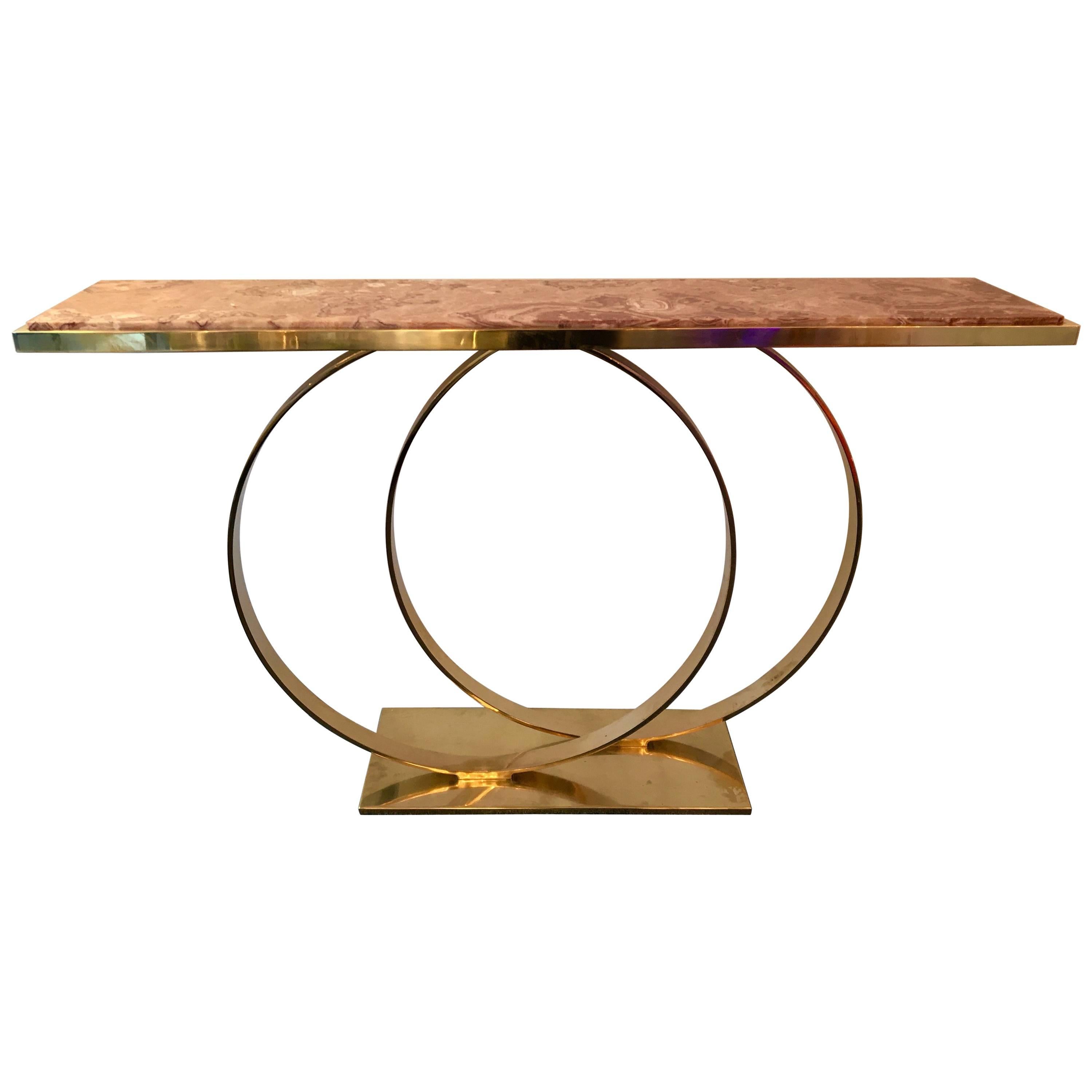 Contemporary Brass Console Two Circle, Italy