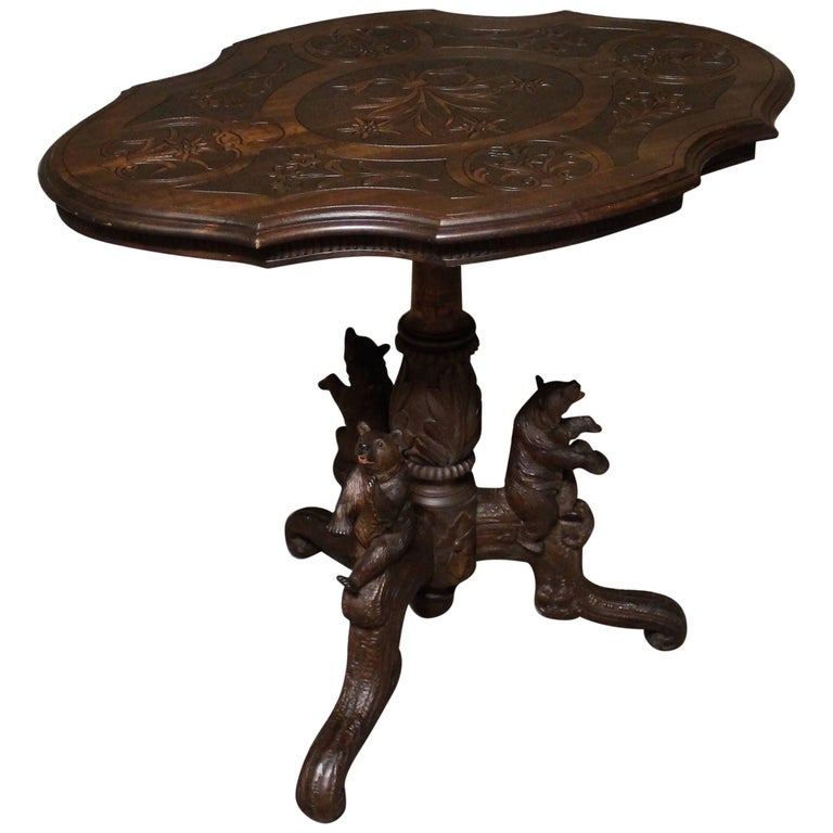 19th Century Black Forest Carved Bear Side Table at 1stDibs
