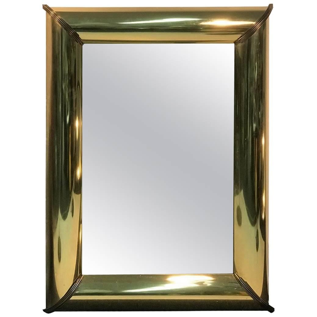 Mirror with Brass Trim and Bold Moldings in the Style of Mastercraft For Sale