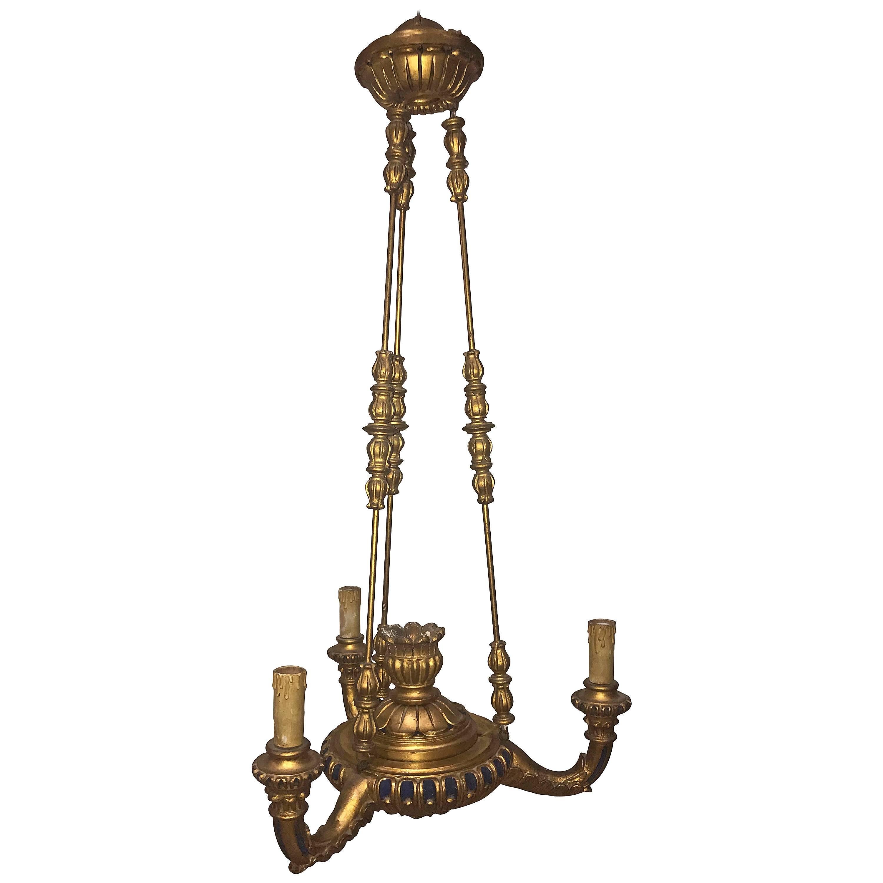 Carved Giltwood Tuscan Chandelier, 19th Century