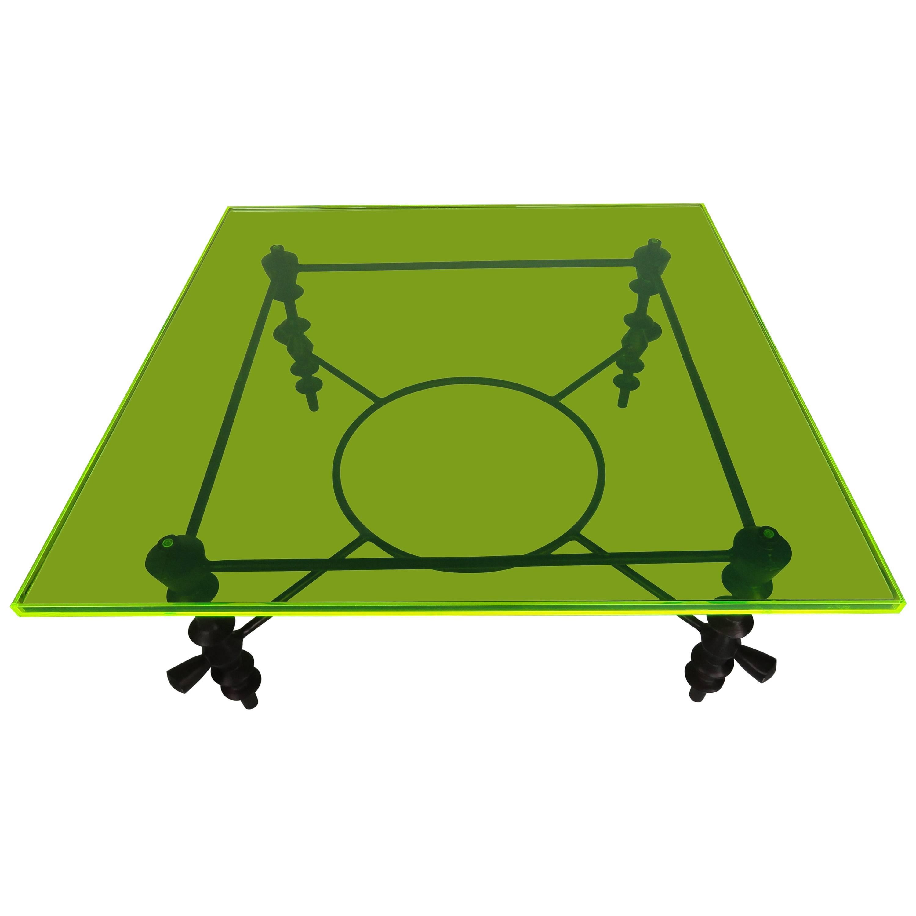 Giacometti Style Jupiter Green Acrylic Coffee Table For Sale