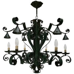 Large French Wrought Iron Chandelier
