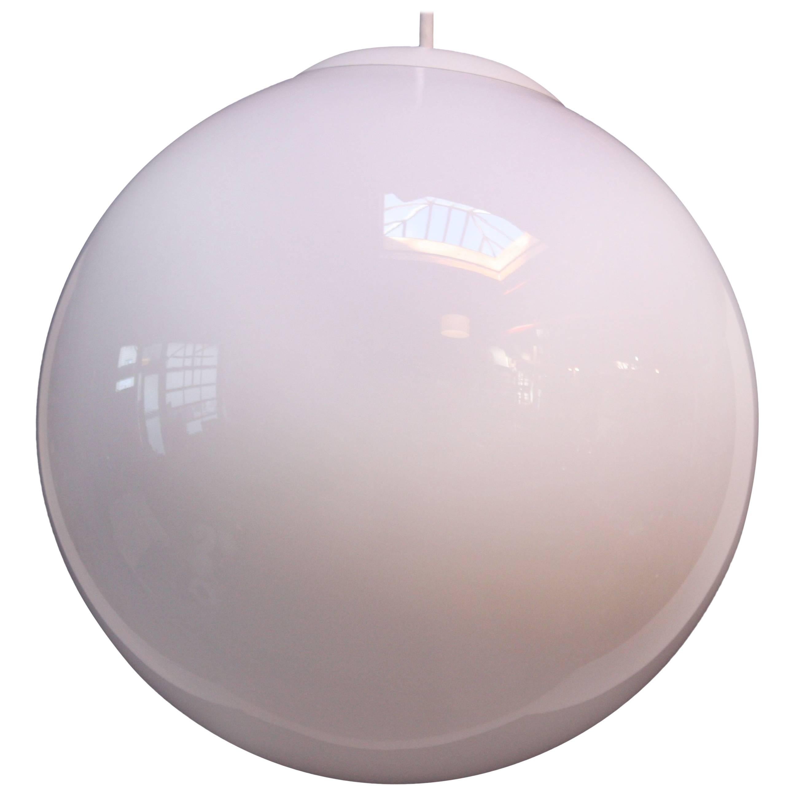 Vintage American White Cased-Glass Orb Pendant For Sale