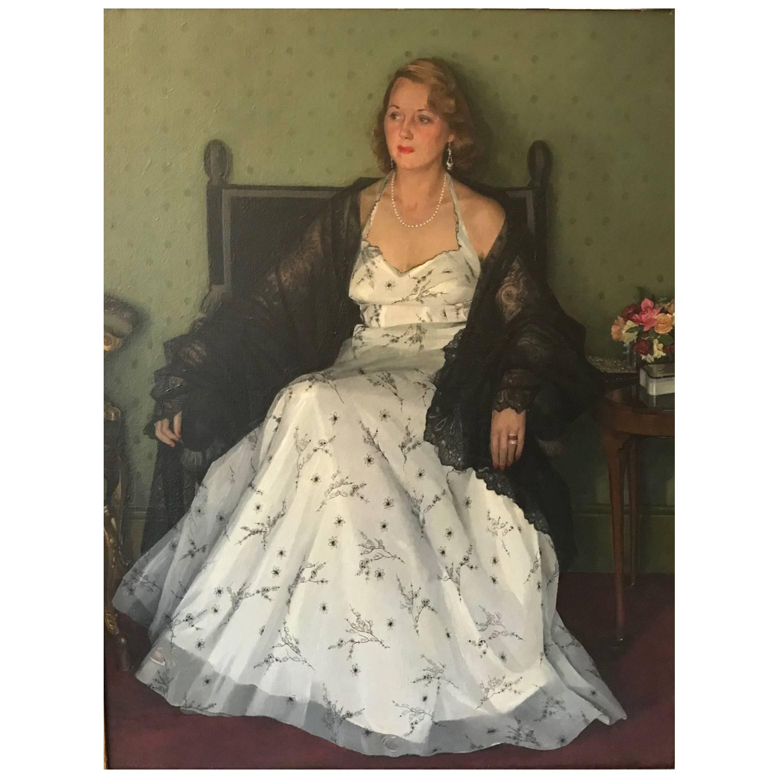 Edwin Greenman, Royal Society of Portrait artists, Oil on Canvas "Mrs Franks" For Sale