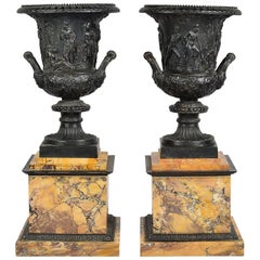Pair of Large Bronze Urns, 19th Century