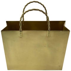 Italian Midcentury Medium Brass Shopping Bag in the Manner of Gio Ponti