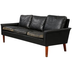 Black Leather Tellus Sofa by Folke Jansson, Sweden, 1950s