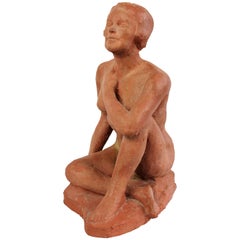 Nude Seated Woman Terracotta, by Dry Morin 1940-1950 France