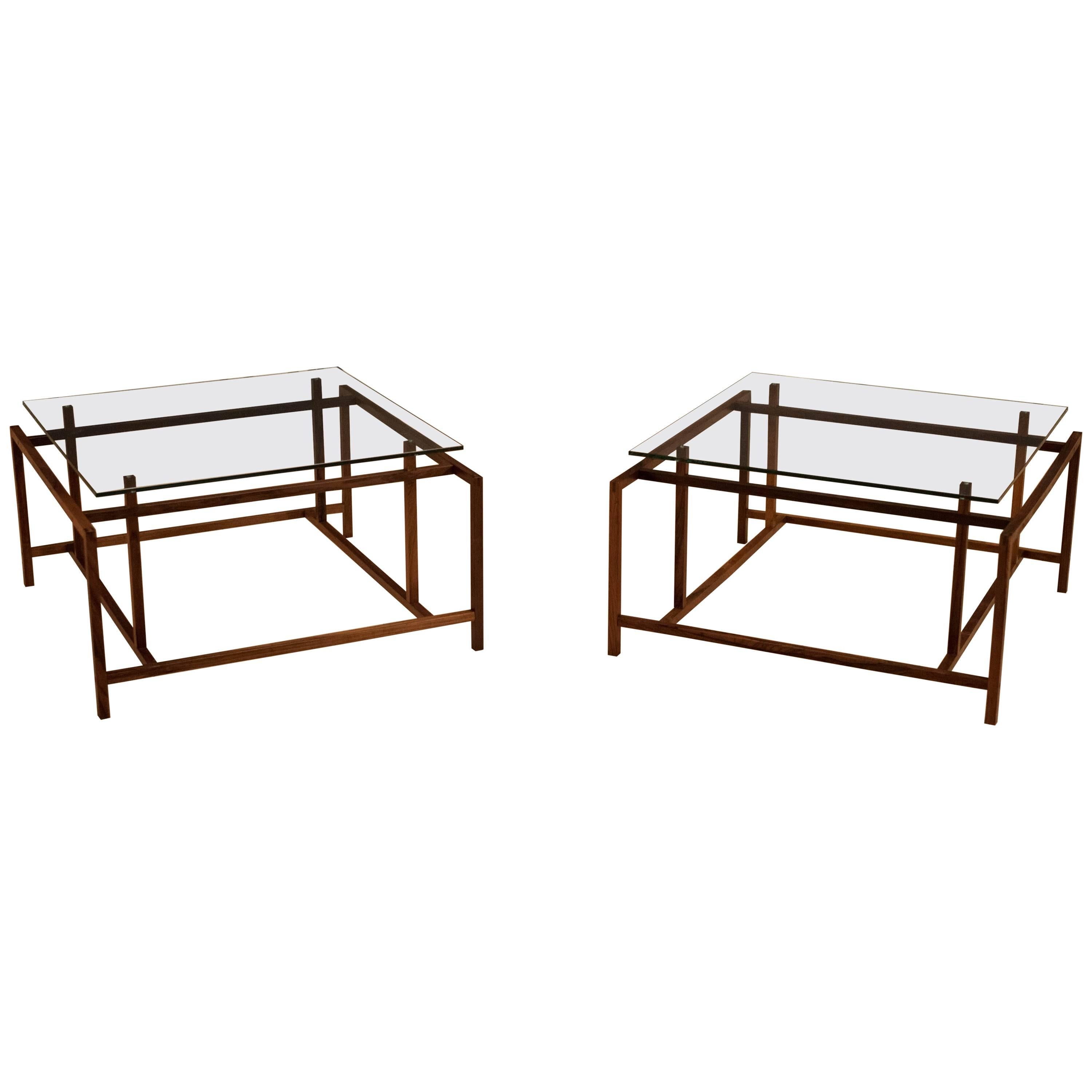 Mid-Century Rosewood and Glass Side Tables by Henning Norgaard