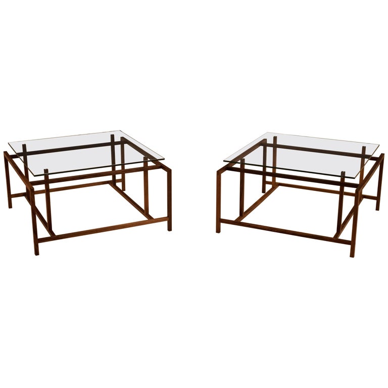 MidCentury Rosewood and Glass Side Tables by Henning at 1stDibs